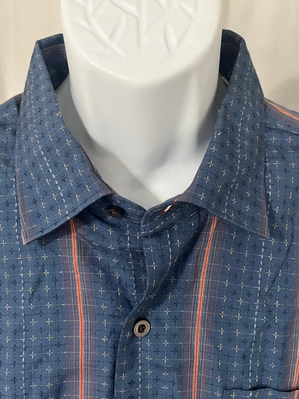 👔 Tommy Bahama Men’s Blue & Orange 100% Silk Long Sleeve Shirt XL EUC ✨